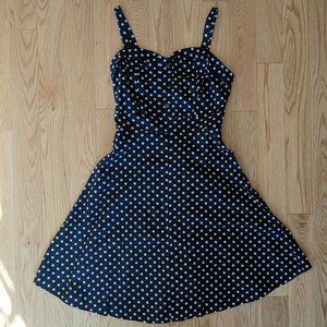 Retro Polka Dot Flared Midi Dress - Suzy Shier - Size Medium